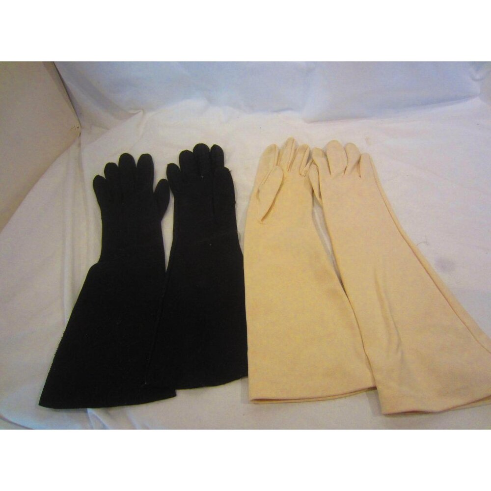 GLOVES CRESCENDOE 2 pair black white elbow VINTAGE